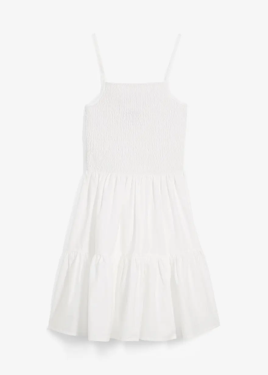 Trägerkleid aus reiner Bio-Baumwolle in weiß von vorne - bonprix