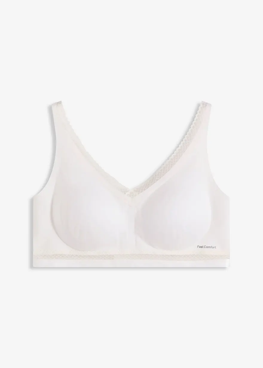 Wattiertes Feel Comfort Seamless Bralette in weiß von vorne - bonprix