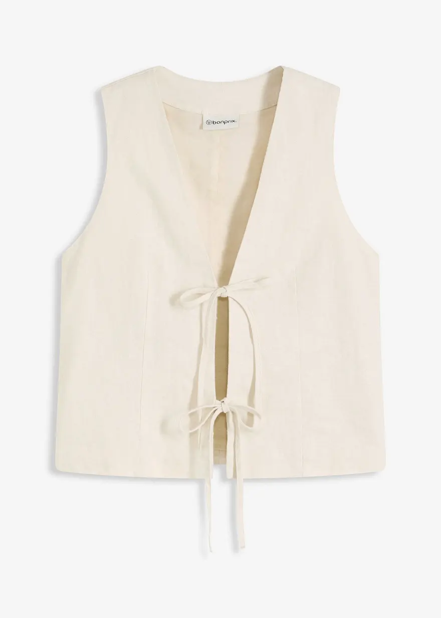 Weste mit Schleifen in beige von vorne - bonprix