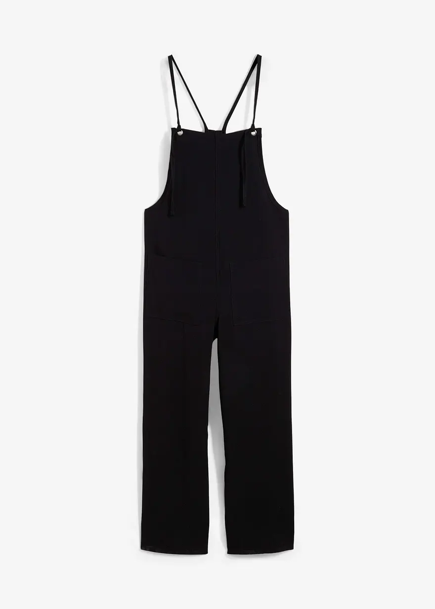 Jumpsuit aus softer Viskose in schwarz von vorne - bonprix