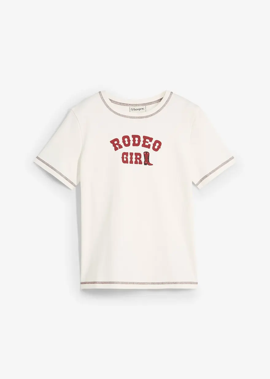 T-Shirt aus reiner Bio-Baumwolle in weiß von vorne - bonprix