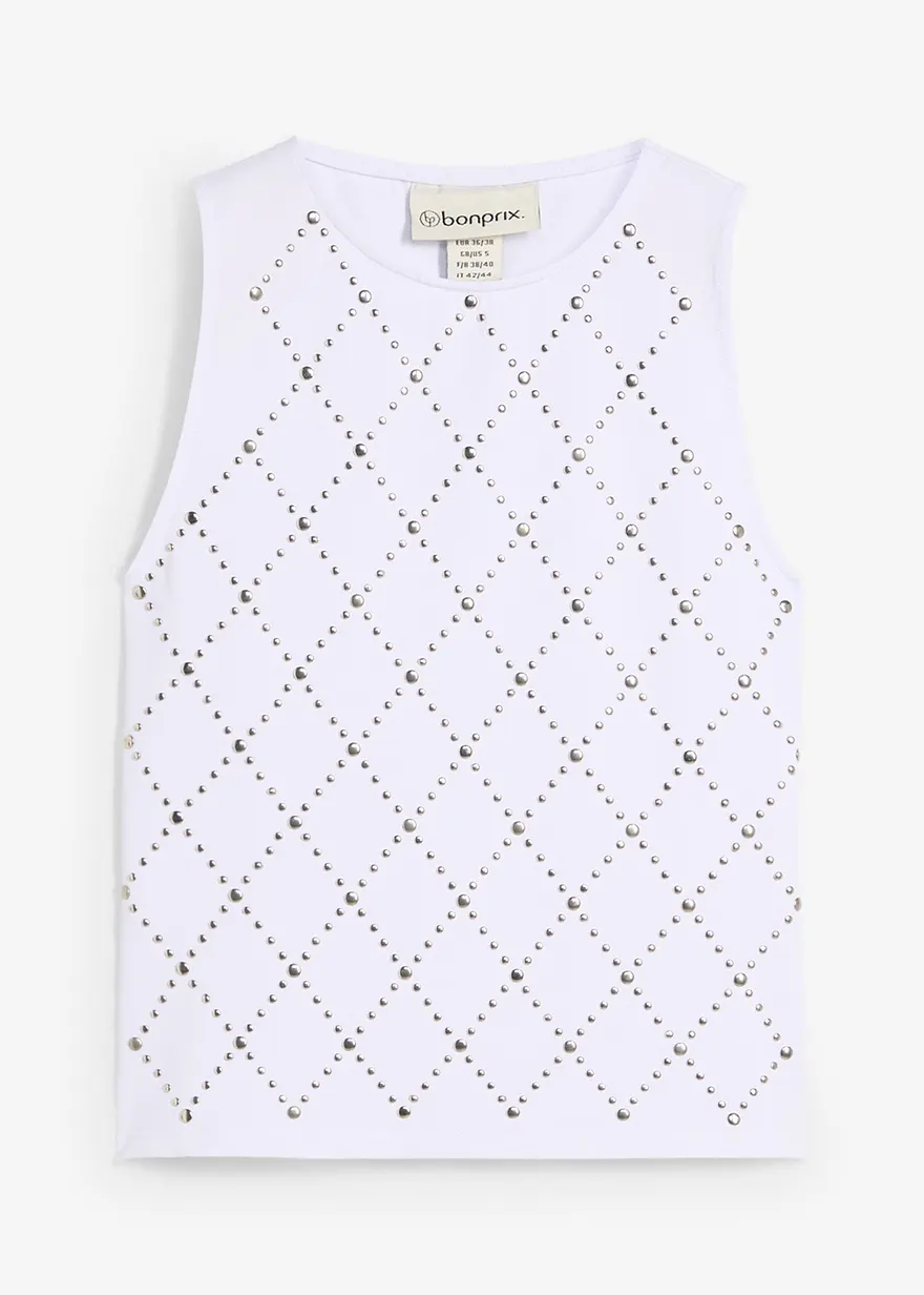 Tanktop mit Nieten in weiß von vorne - bonprix