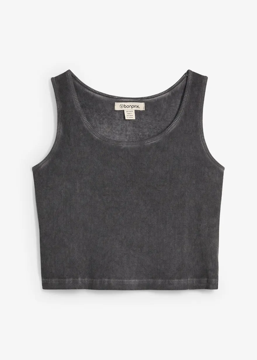 Tanktop aus reiner Bio-Baumwolle in grau von vorne - bonprix