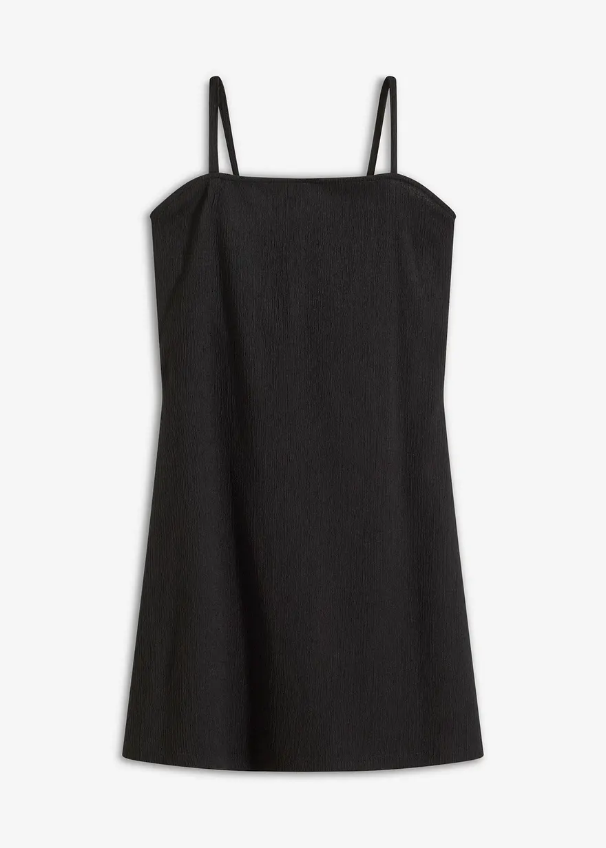 Minikleid mit dekorativer Schleife am Rücken in schwarz von vorne - bonprix