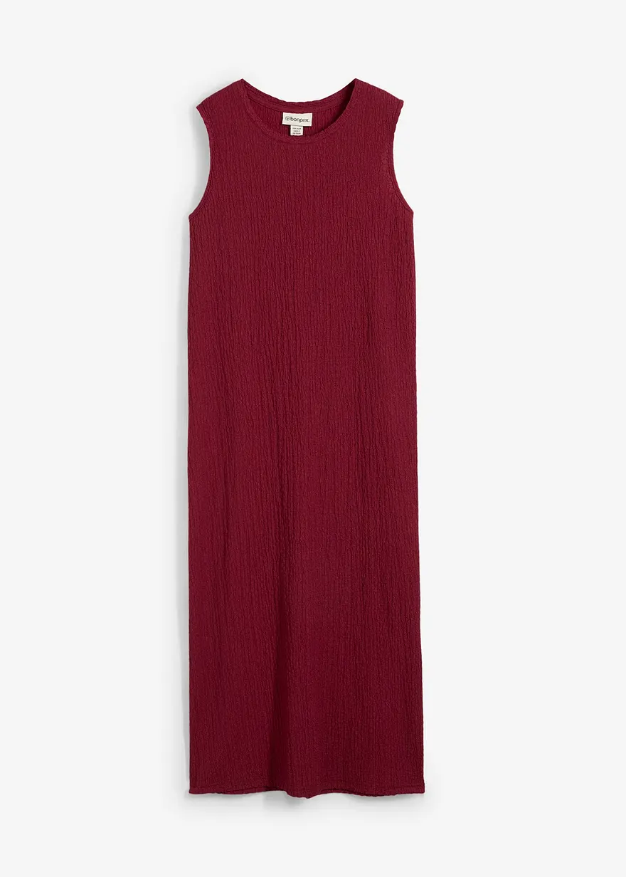 Jerseykleid aus Borkencrepe in rot von vorne - bonprix