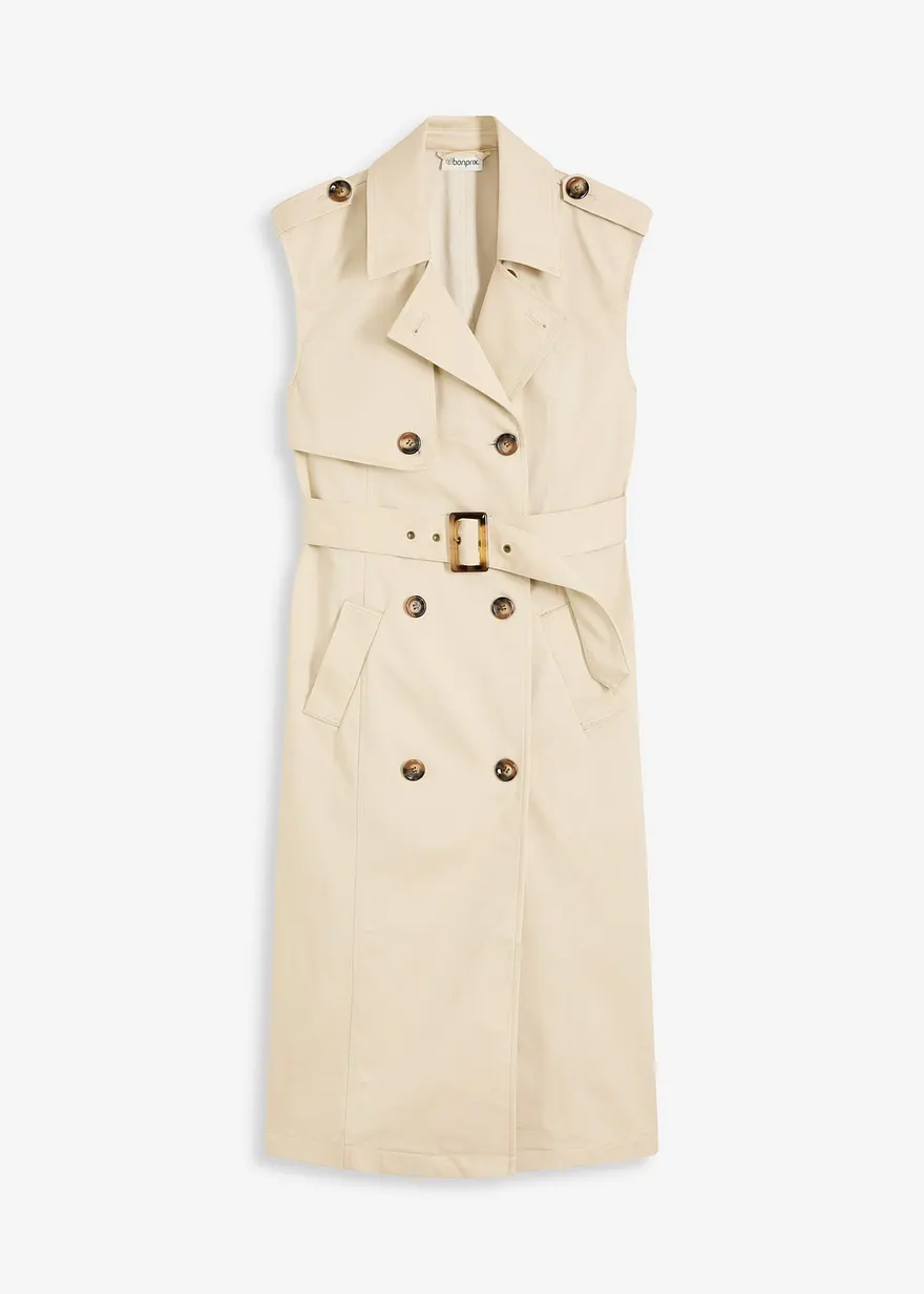Trenchkleid mit Gürtel (2-tlg.) in beige von vorne - bonprix