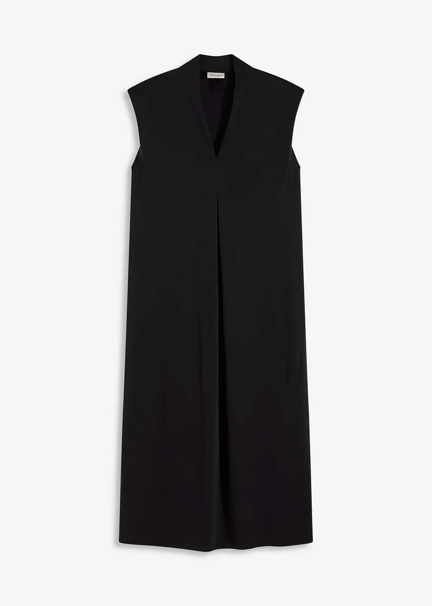 Jerseykleid aus Viskose- Pique mit Schulterpolster in schwarz von vorne - bonprix