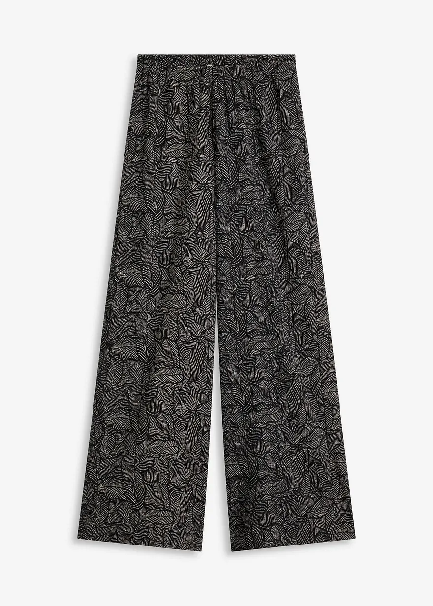 Jerseyhose aus strukturiertem Crêpe in schwarz von vorne - bonprix