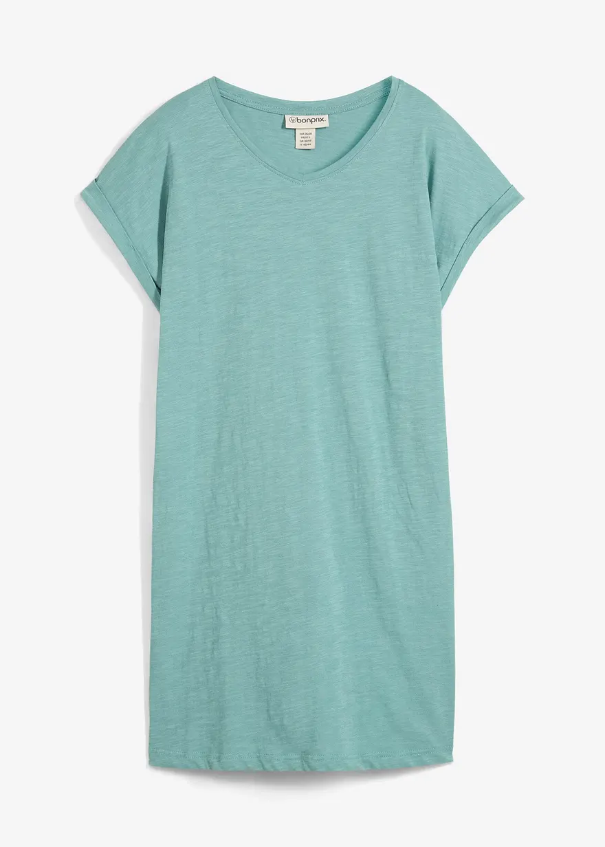 Boxy-Shirt aus reiner Bio-Baumwolle in grün von vorne - bonprix