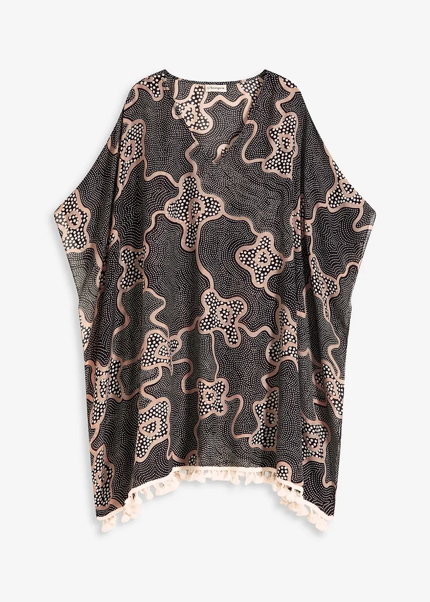 Transparente Strandtunika in schwarz von vorne - bonprix