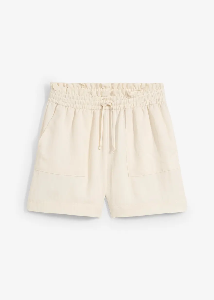 Paperbag-Shorts aus fließendem Lyocell-Mix in weiß von vorne - bonprix
