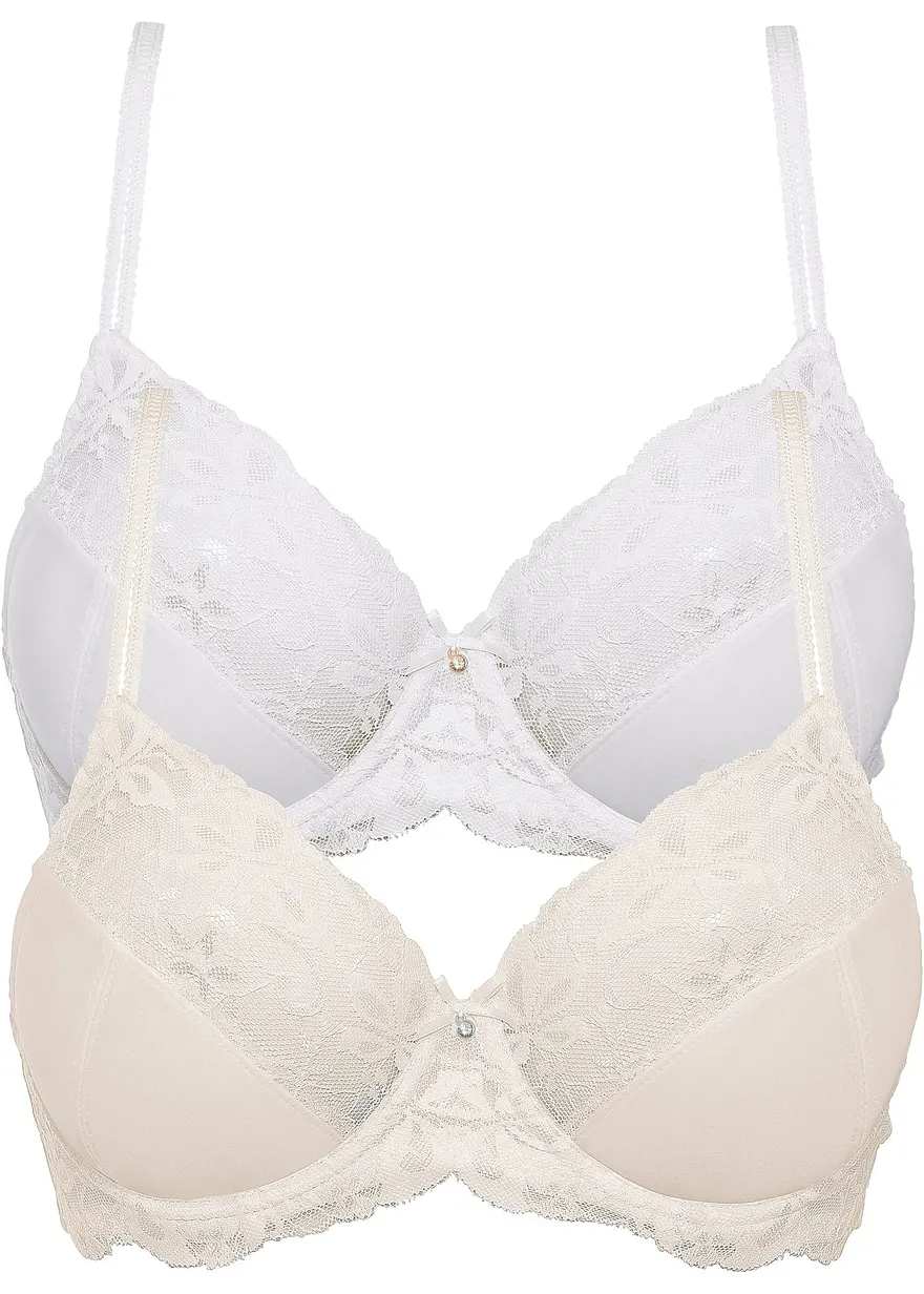 BH mit feiner Spitze (2er Pack) in rosa von vorne - bonprix