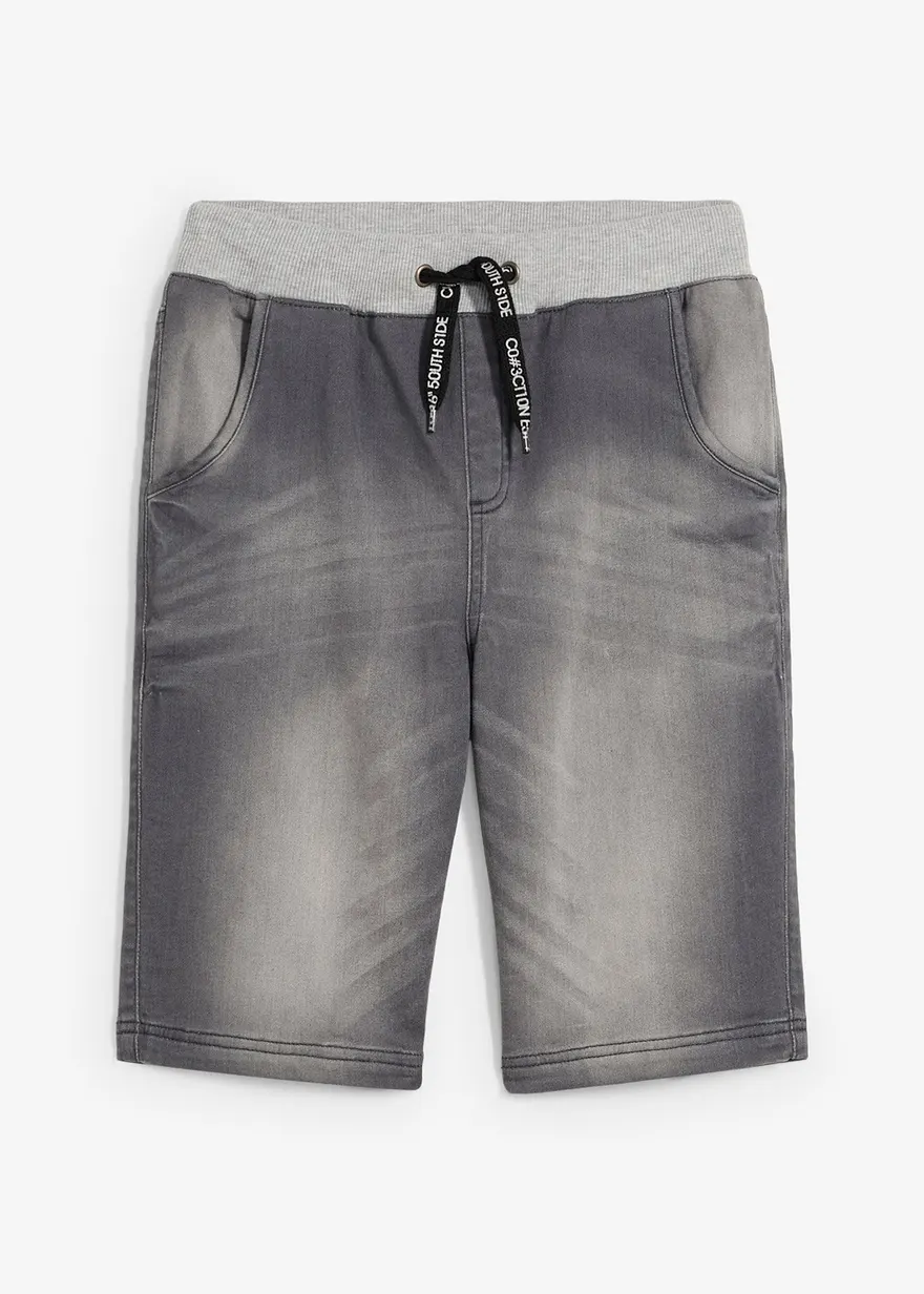 Sweatjeans-Bermuda, Regular Fit in grau von vorne - bonprix