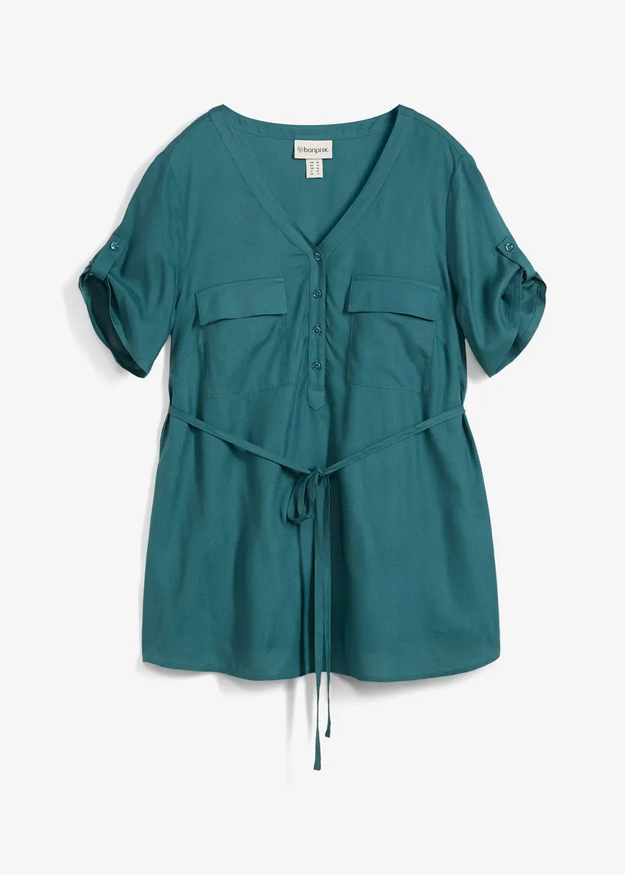 2-in-1 Umstands- und Stillbluse aus fließender Viskose in petrol von vorne - bonprix