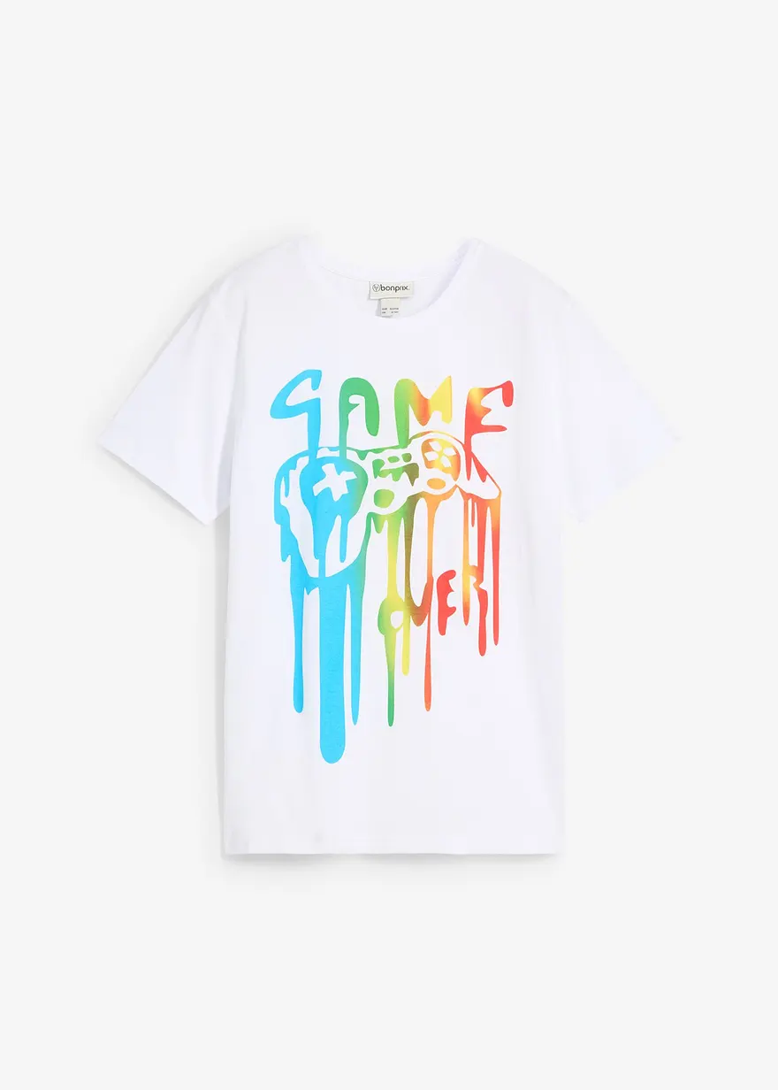 T-Shirt mit Bio-Baumwolle in weiß von vorne - bonprix