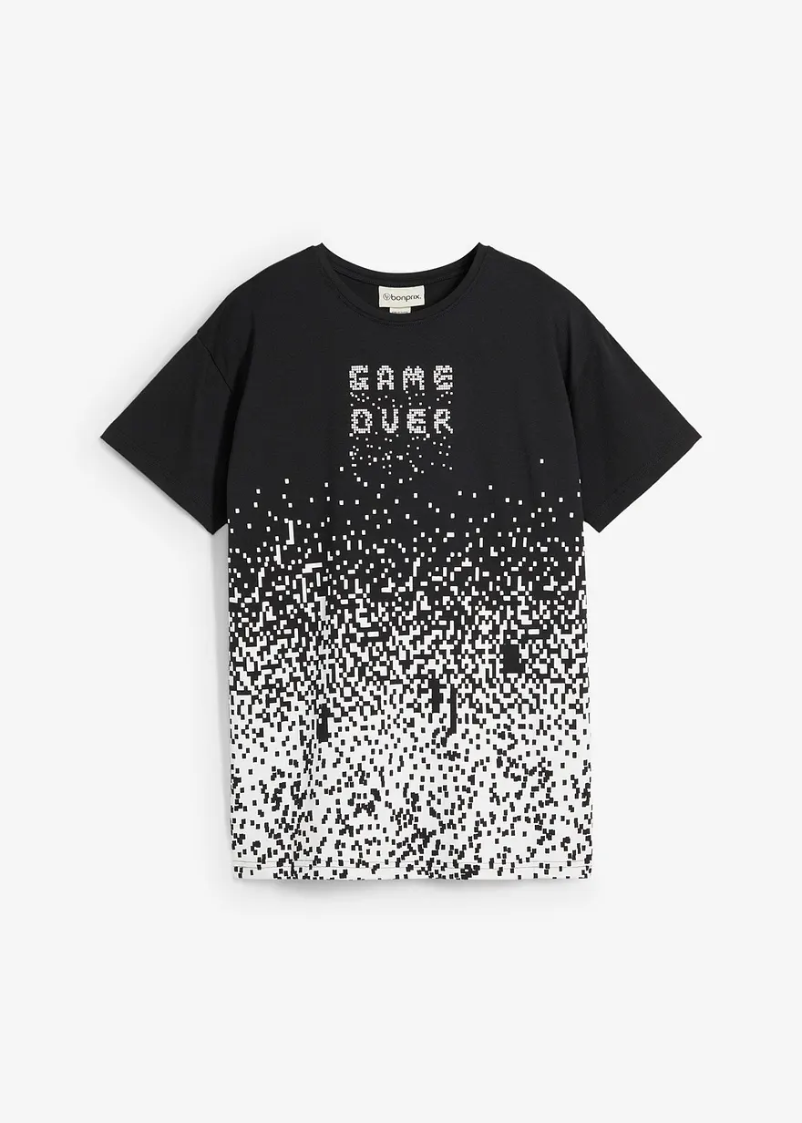 T-Shirt aus reiner Bio-Baumwolle in schwarz von vorne - bonprix