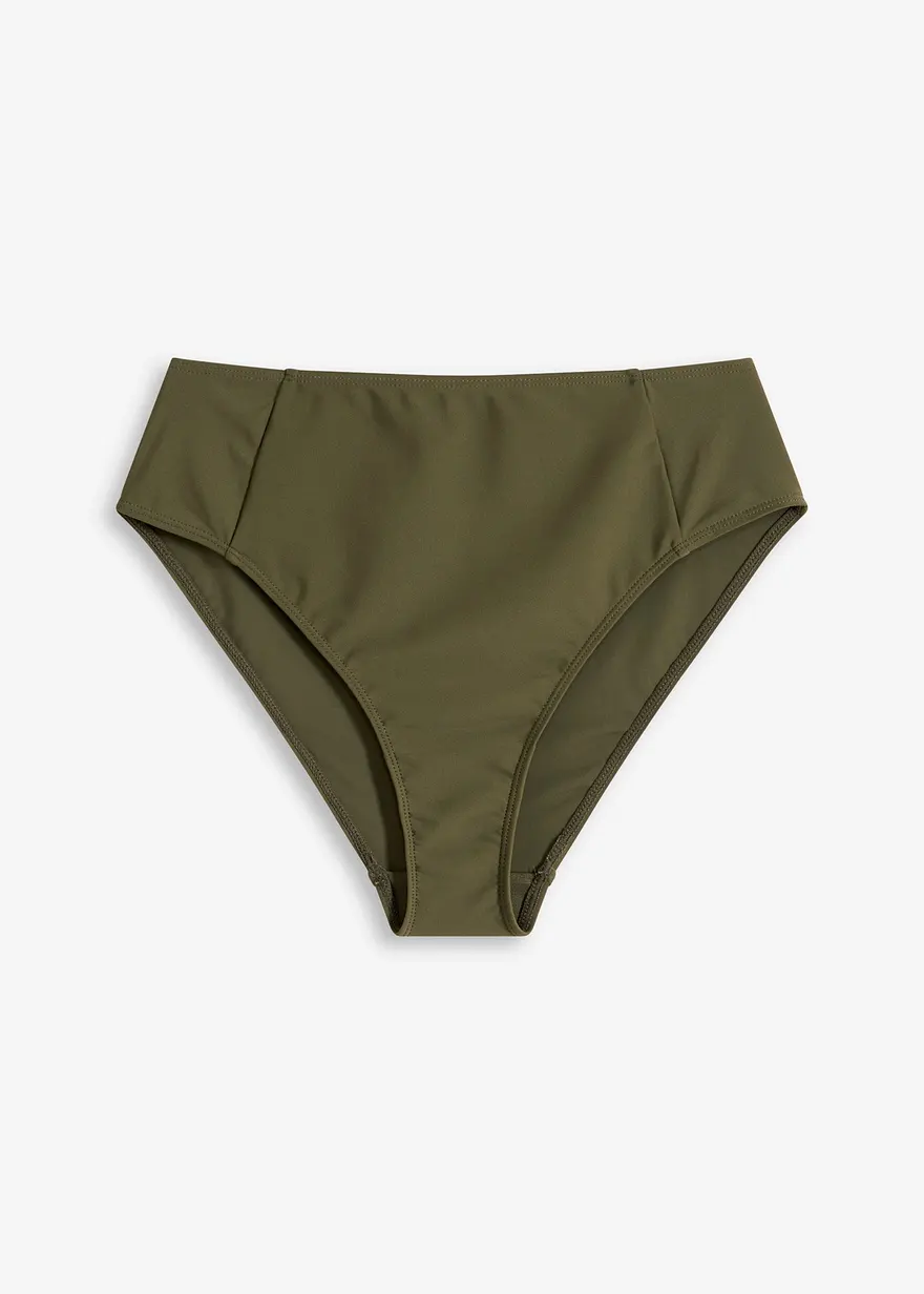 Highwaist-Bikinihose mit hohem Beinausschnitt in grün von vorne - bonprix