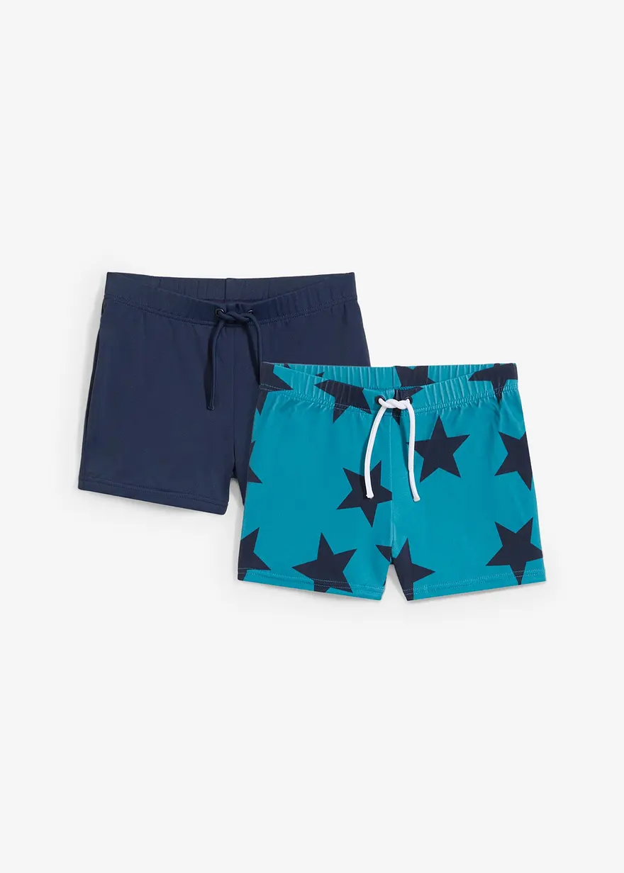 Badehose (2er Pack) in blau von vorne - bonprix