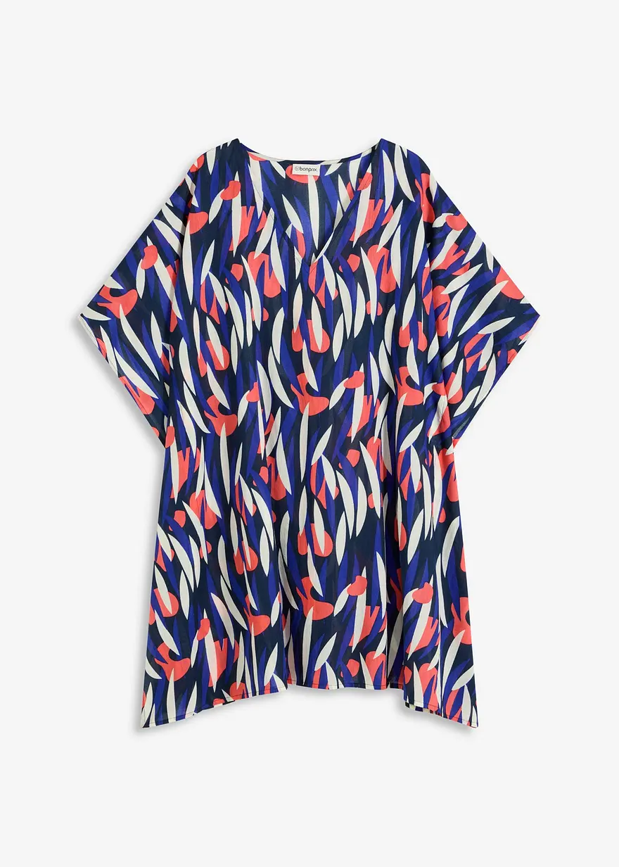Transparente Strand Tunika in blau von vorne - bonprix