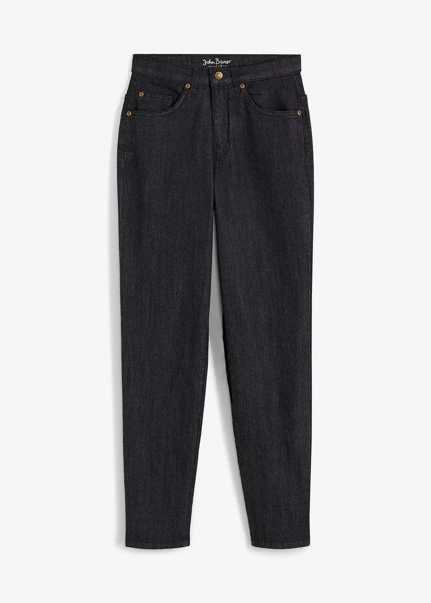 Mom Jeans High Waist, Stretch in schwarz von vorne - bonprix