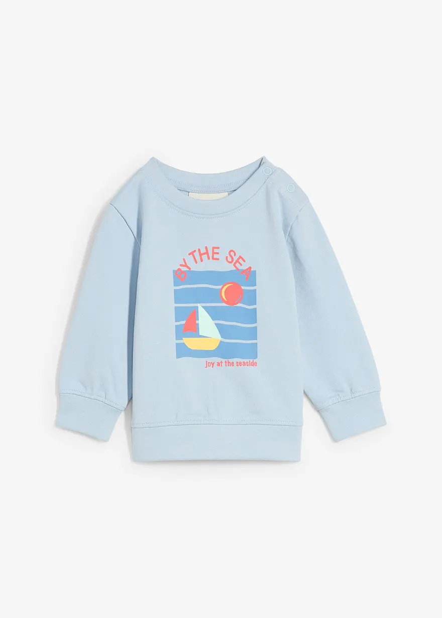 Sweatshirt aus reiner Bio-Baumwolle in grau von vorne - bonprix