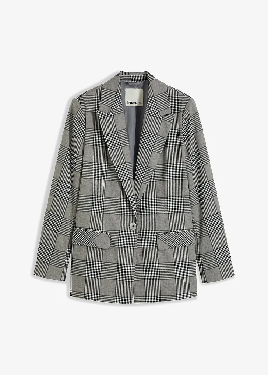 karierter Blazer in grau von vorne - bonprix