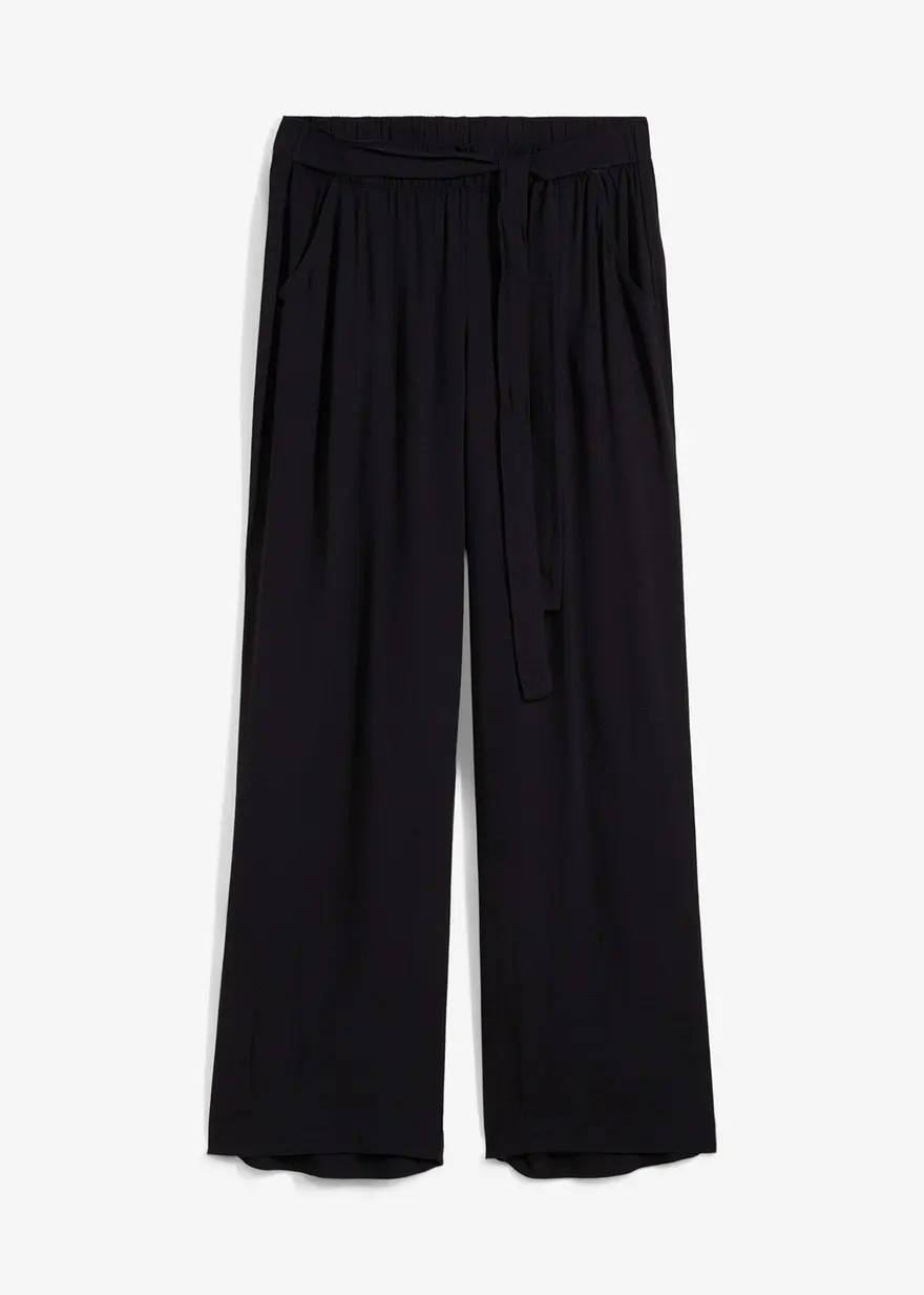 Palazzo-Hose aus softer Viskose in schwarz von vorne - bonprix