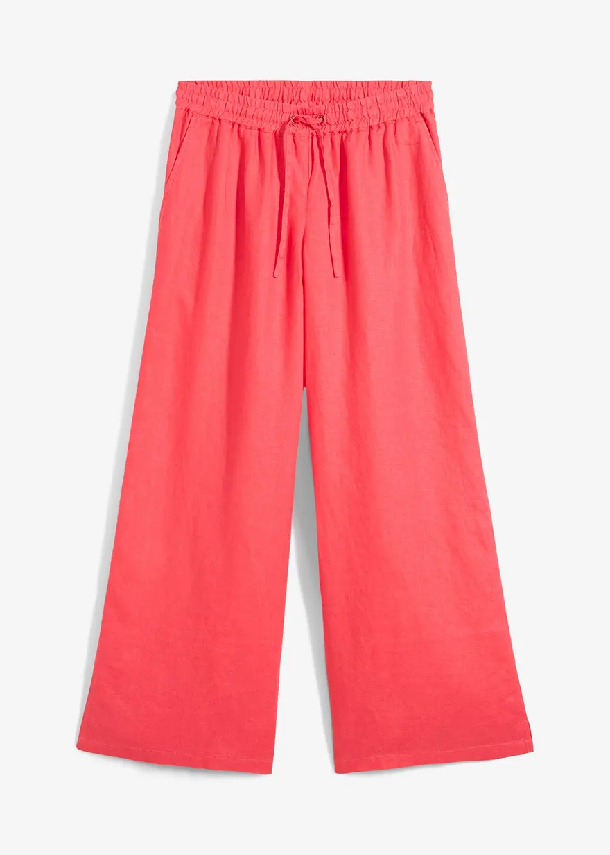 Palazzo-Hose aus reinem Leinen in pink von vorne - bonprix