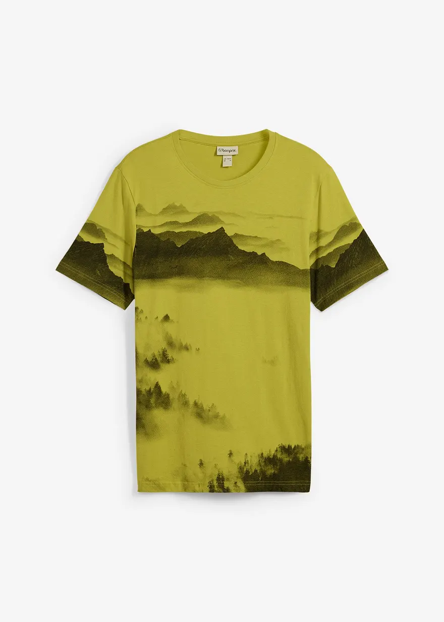 T-Shirt aus reiner Bio-Baumwolle in grün von vorne - bonprix