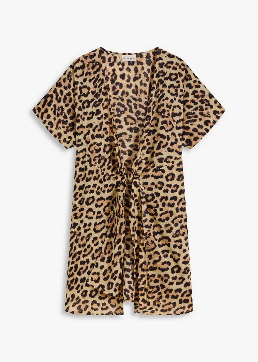 Transparente Strandbluse in grau von vorne - bonprix