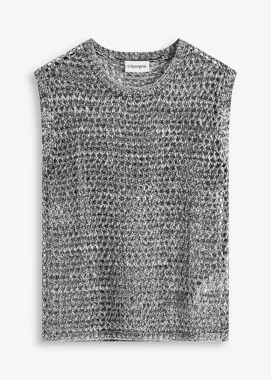 Stricktop aus Bändchengarn in blau von vorne - bonprix