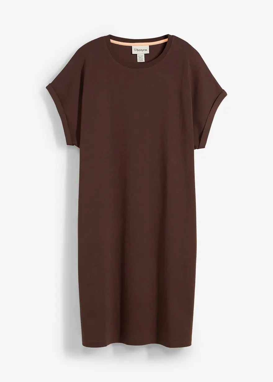 Minikleid aus reiner schwerer Bio-Baumwolle in braun von vorne - bonprix