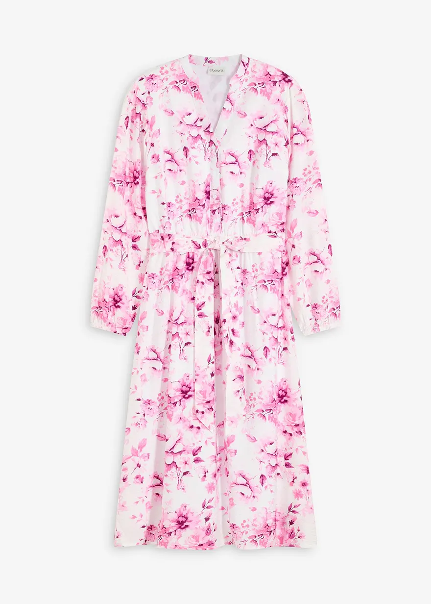 bedrucktes Midikleid in weiß von vorne - bonprix