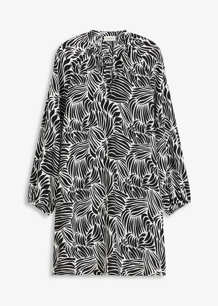 bedrucktes Tunika-Kleid in weiß von vorne - bonprix