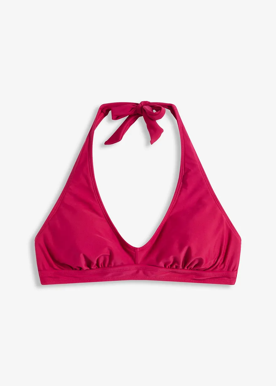 Neckholder-Bikinioberteil mit V-Ausschnitt in pink von vorne - bonprix