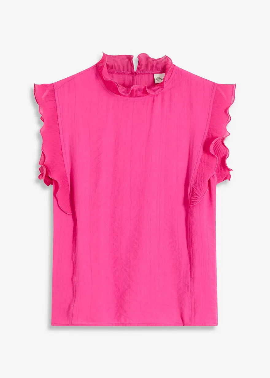 Bluse mit Volants in pink von vorne - bonprix