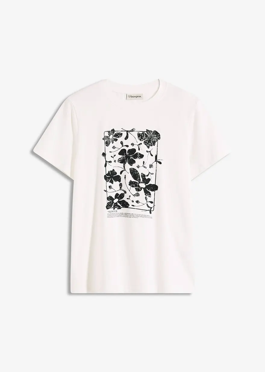 T-Shirt mit Placement-Print in weiß von vorne - bonprix