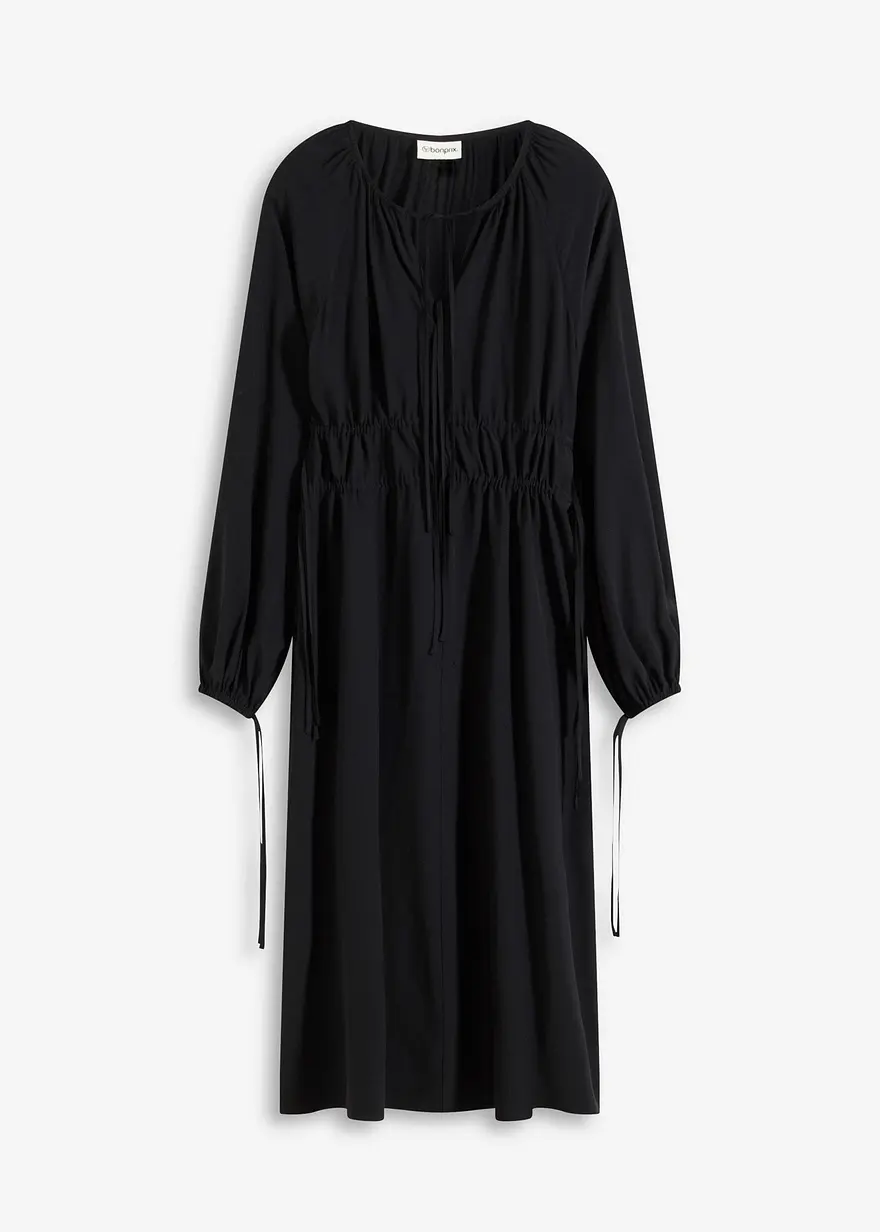 Tunika-Kleid aus fließendem Viskose-Mix in schwarz von vorne - bonprix