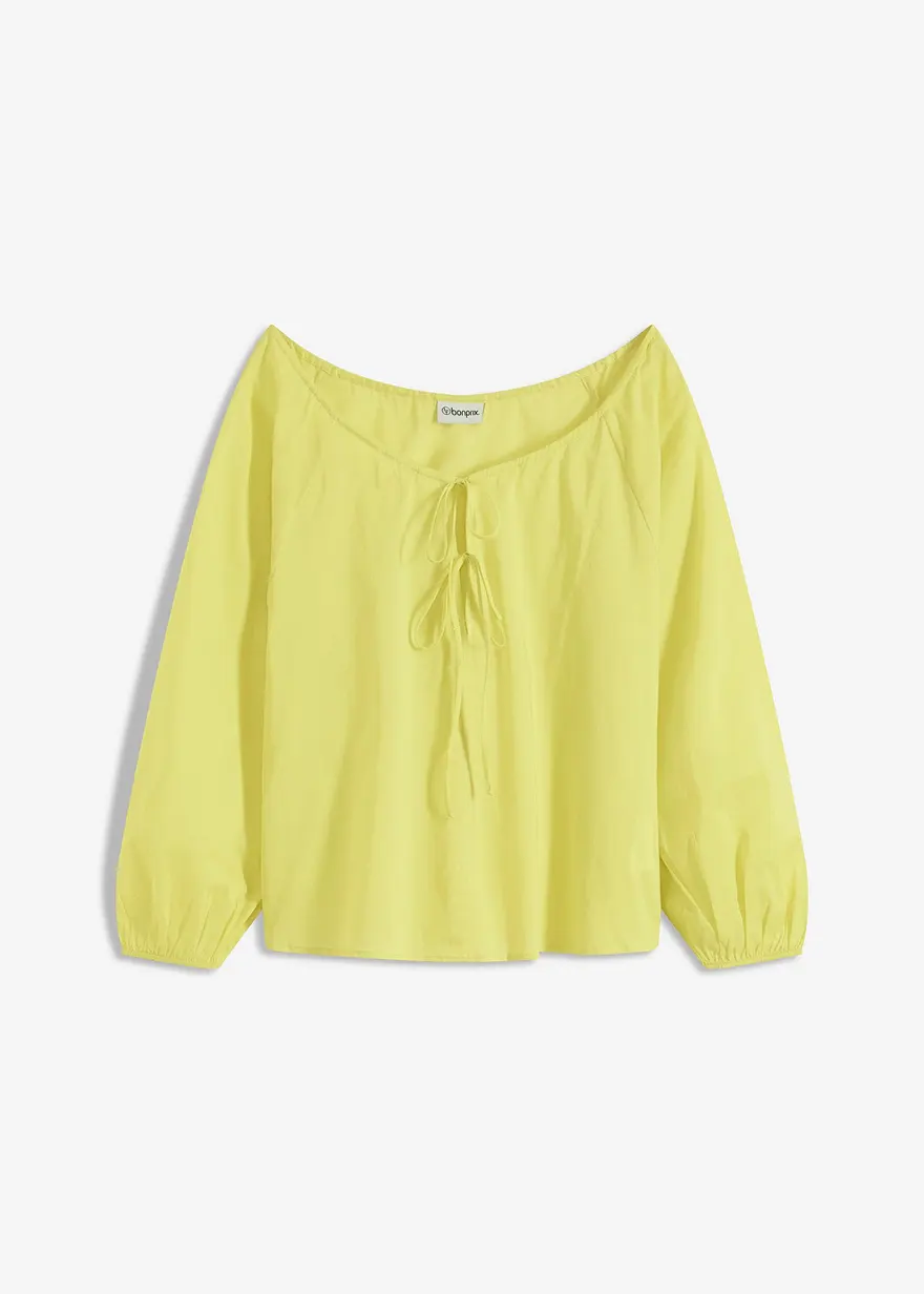Bluse aus reiner Bio-Baumwolle in gelb von vorne - bonprix