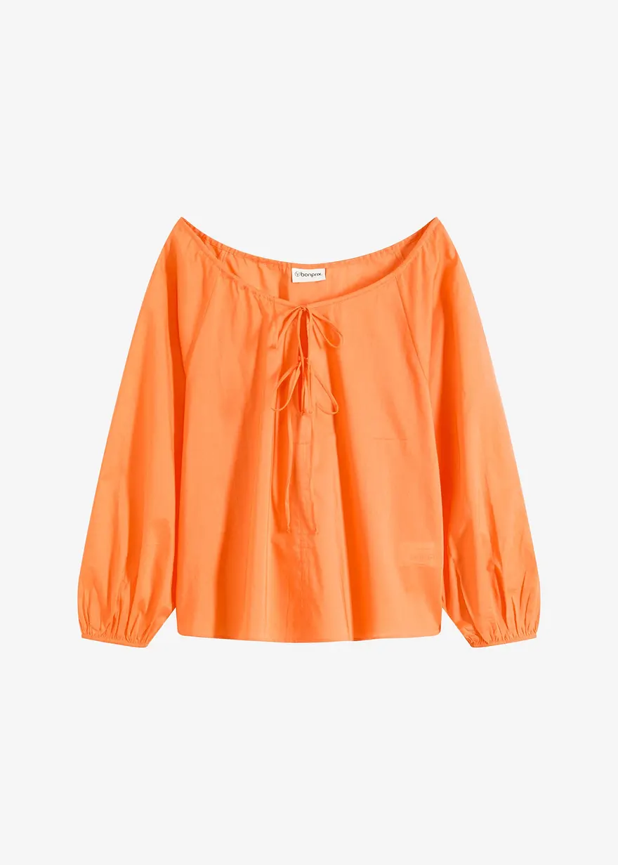 Bluse aus reiner Bio-Baumwolle in orange von vorne - bonprix
