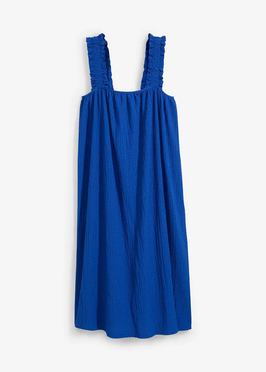Jerseykleid aus Borkencrepe in blau von vorne - bonprix