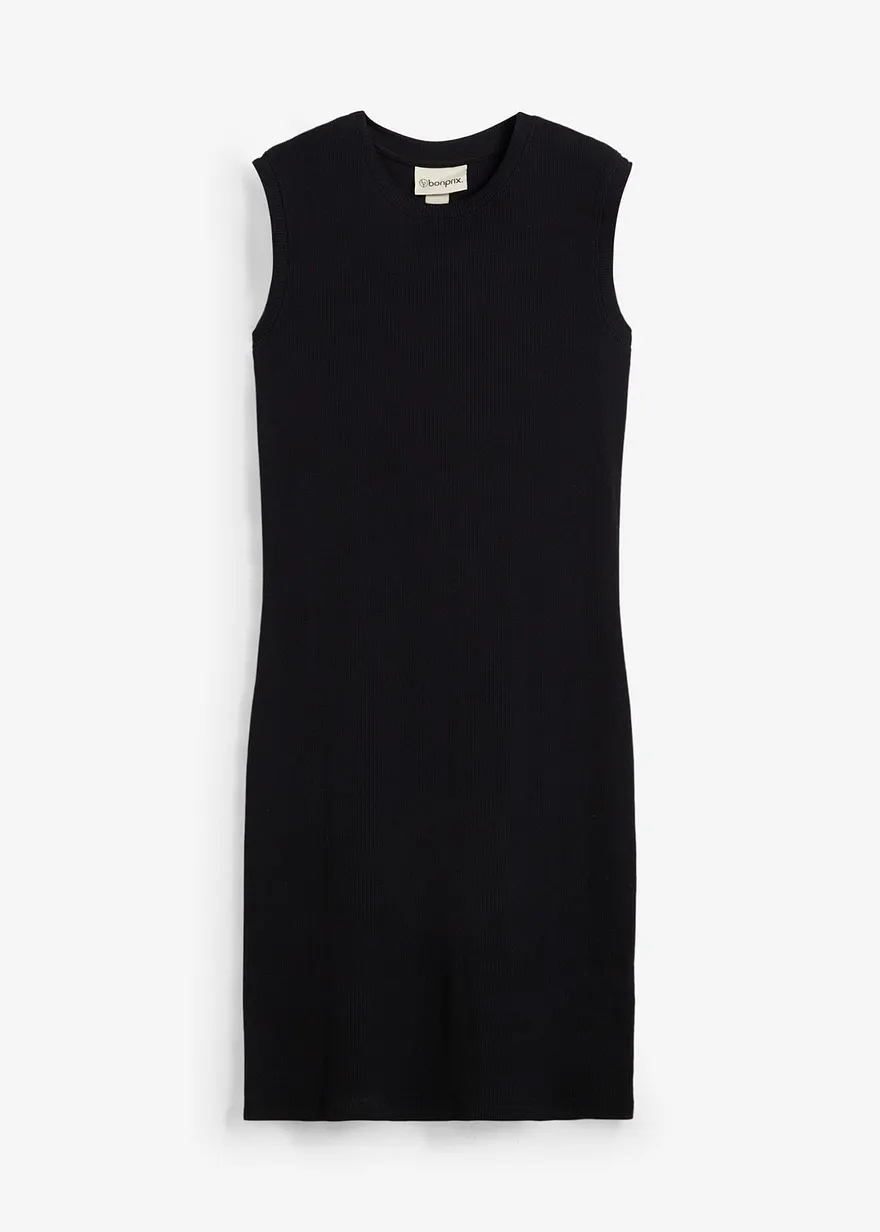 Jerseykleid aus reiner Bio-Baumwolle in schwarz von vorne - bonprix