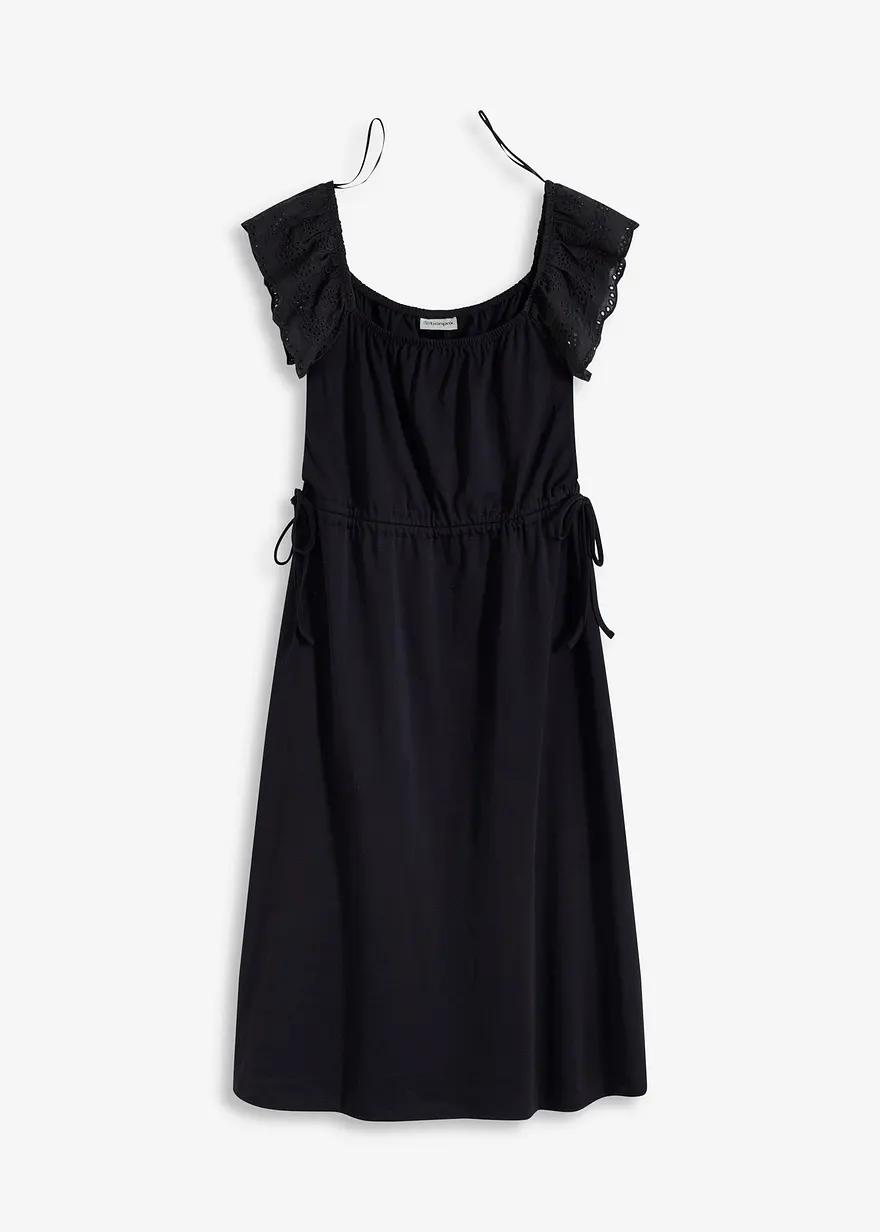 Jerseykleid aus reiner Bio-Baumwolle in schwarz von vorne - bonprix