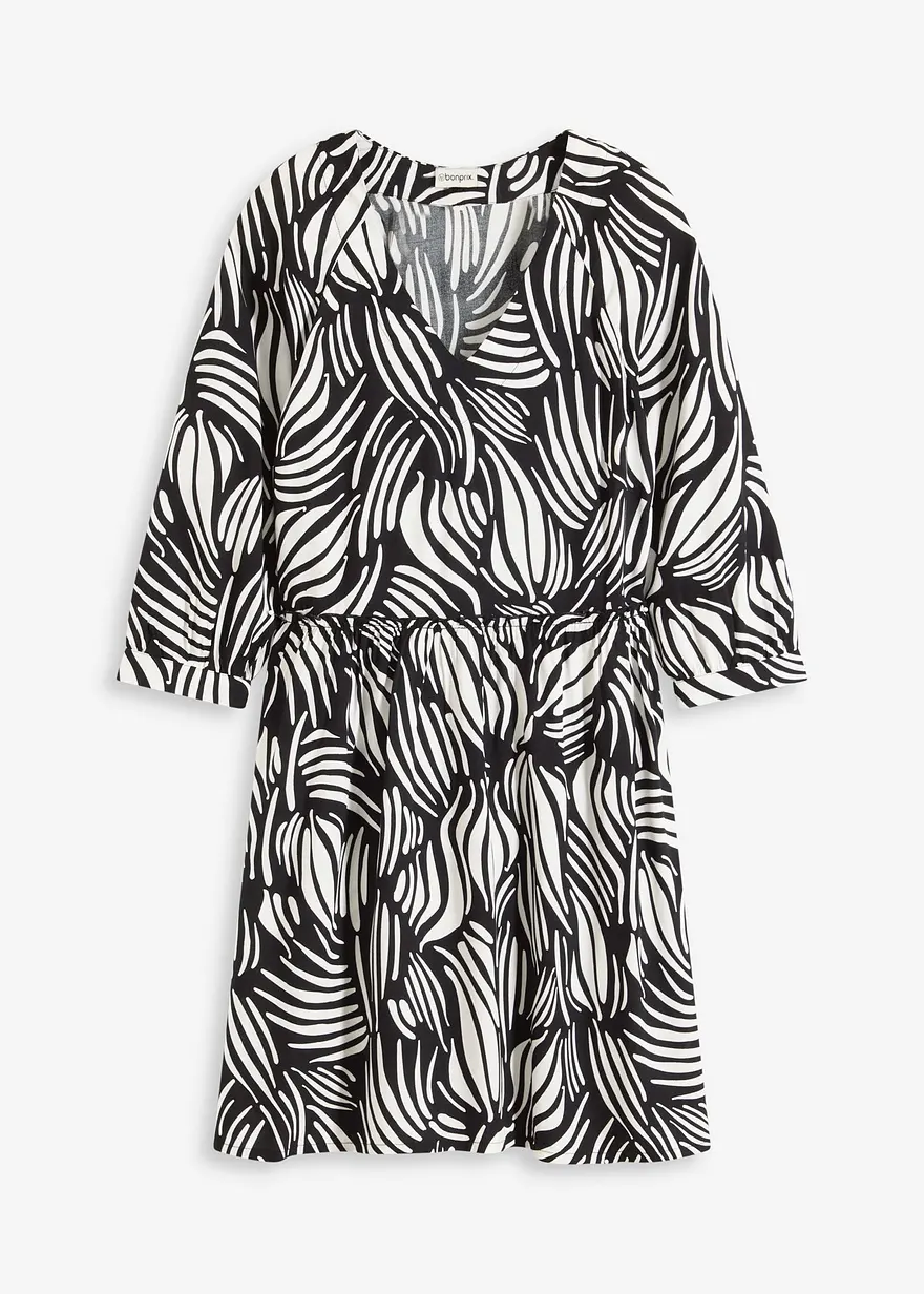 Tunika-Kleid aus fließender Viskose in schwarz von vorne - bonprix
