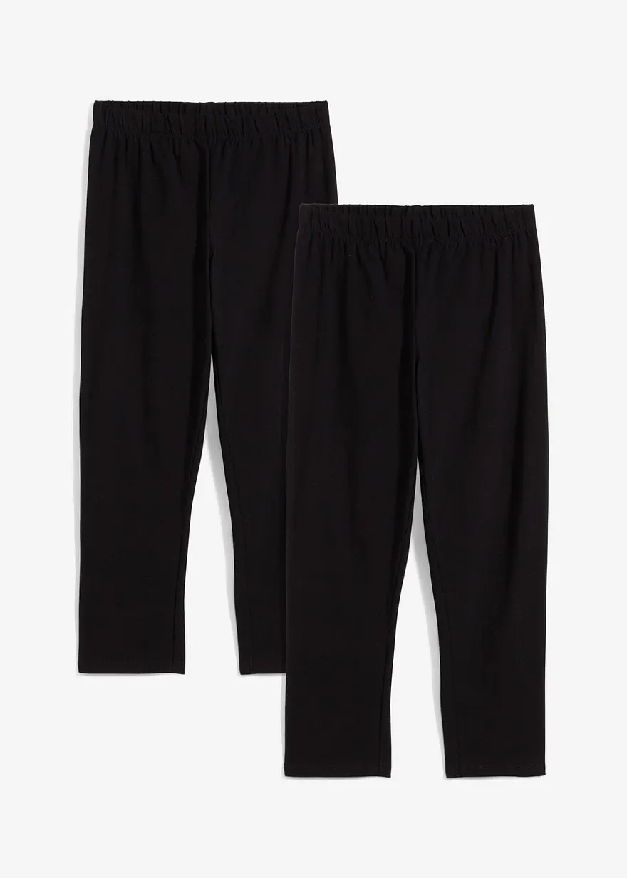 Capri-Leggings aus Bio-Baumwoll-Mix (2er Pack) in schwarz von vorne - bonprix
