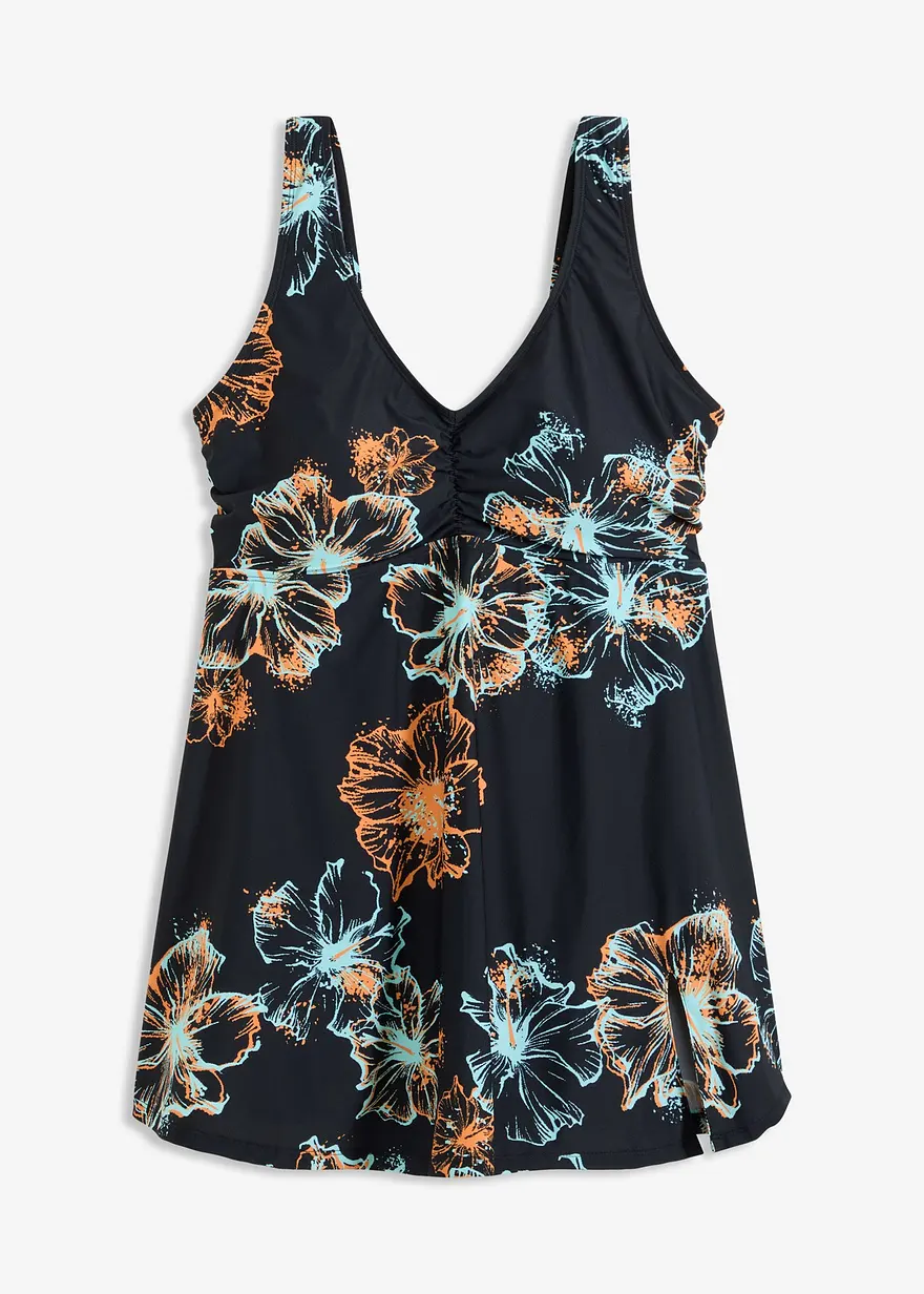 Medium Shape-Badekleid mit V-Ausschnitt in schwarz von vorne - bonprix