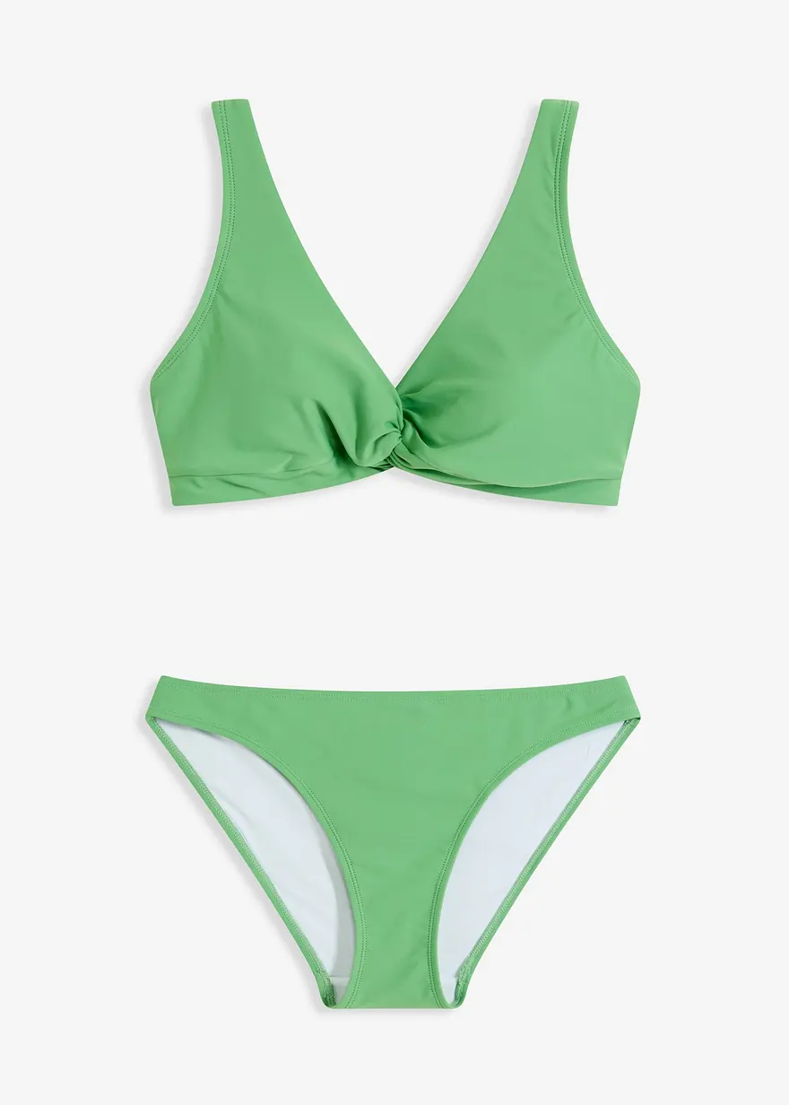 Bikini (2-tlg.Set) mit Twistdetail in grün von vorne - bonprix