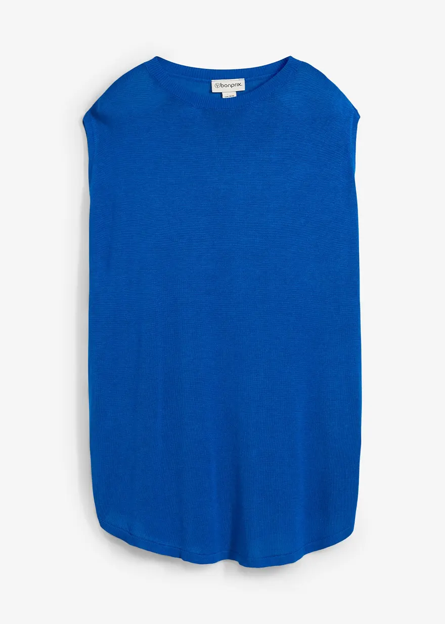 Ballonförmiges Stricktop aus feiner Viskose in blau von vorne - bonprix