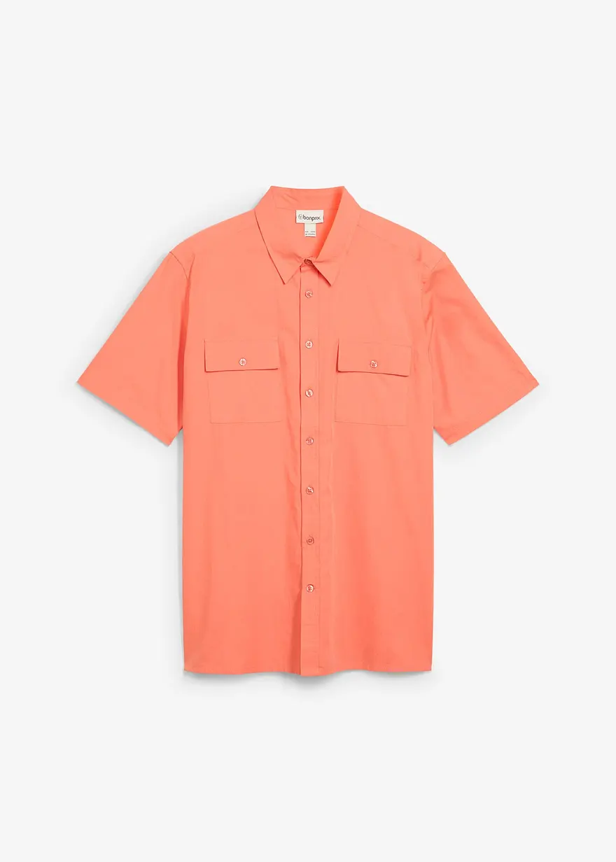 Kurzarmhemd aus reiner Baumwolle in orange von vorne - bonprix