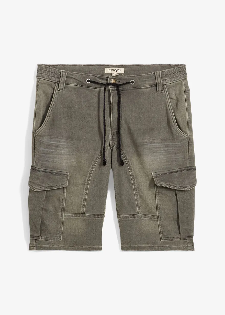 Sweatjeans-Bermuda, Regular Fit in grau von vorne - bonprix
